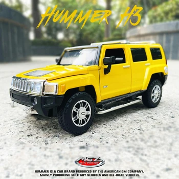 1:24 Hummer H3 Внедорожник Из сплава С высокой Имитацией, Может Открыть дверь, Обучающая модель игрушечного автомобиля Для мальчиков, подарки F115