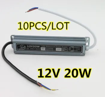 10 шт./лот, высококачественный 12 В водонепроницаемый светодиодный драйвер IP67 20 Вт, адаптер, светодиодный трансформатор 12 В 20 Вт, 1.67 A, зарядное устройство для светодиодов