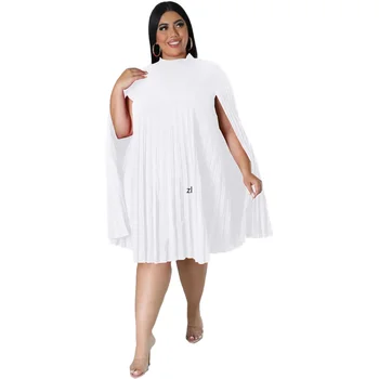 2023 Демисезонное Африканское Женское Платье из Полиэстера с круглым вырезом, Белое, Красное, Черное, Размера Плюс, длиной до колена, XL-5XL, Африканские платья для Женщин