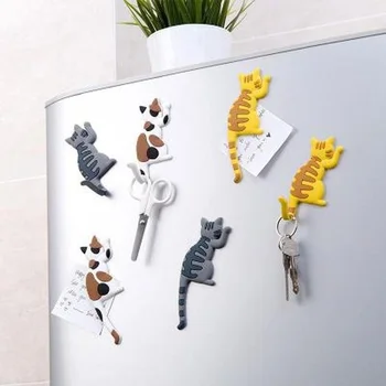 2023 Новых Магнитных крючка, Милый Мультяшный Кот, Магнитная наклейка на холодильник, для дома, Магнитные наклейки на холодильник в форме кошки