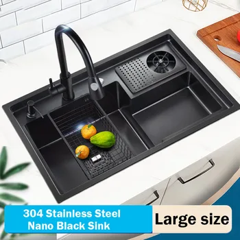 304 Раковины из нержавеющей стали, кухонная раковина большого размера, установленная над прилавком или под раковиной, Раковина для мытья посуды