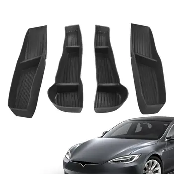 4шт Дверной ящик для хранения Tesla Модель 3 2019-2022 2023/модель Y Дверная ручка, Ящик для хранения, Автомобильный Декор, Аксессуары для интерьера