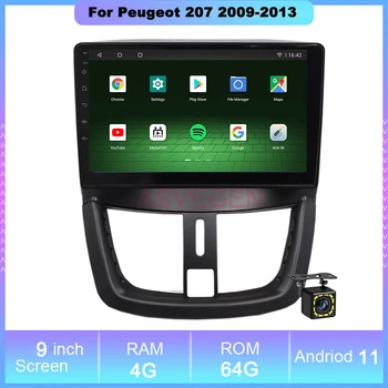 9-Дюймовый Автомобильный Мультимедийный плеер Android 10 Для Peugeot 207 2009-2013 Qaulcomm Bluetooth Авто GPS Wifi Навигация Аудио Стерео