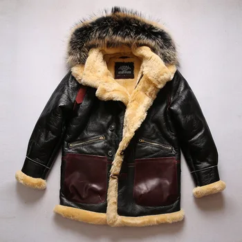B7 Avfly, Европейский размер, высококачественное супер теплое пальто из натуральной овечьей кожи, мужская куртка-бомбер из овечьей шерсти большого размера B3, военная меховая куртка