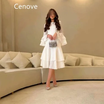 Cenove Белое трапециевидное платье для выпускного вечера с высоким вырезом и оборками длиной до колен, вечернее летнее элегантное вечернее платье для женщин 2023