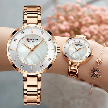 Curren Женские часы из Розового золота, лучший бренд класса Люкс, женские кварцевые водонепроницаемые женские наручные часы, женские часы для девочек, часы