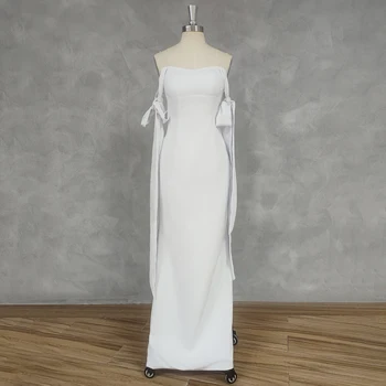 DIDEYTTAWL Реальное изображение Элегантное Свадебное платье-футляр с открытыми плечами, расшитое бисером, на тонких бретельках, Свадебное платье с иллюзией спины длиной до щиколоток