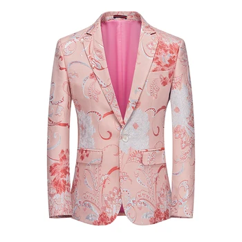 DYB & ZACQ, Новый Розовый Костюм с вышивкой, Мужской Пиджак для Свадебной вечеринки, Модное Приталенное Мужское Пальто, Большие Размеры M-5XL 6XL