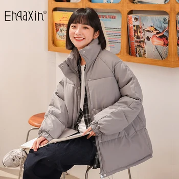 EHQAXIN, Новая женская зимняя куртка-пуховик, Повседневная короткая Свободная куртка для хлеба, толстые ветрозащитные теплые хлопчатобумажные пальто в стиле колледжа, женские XS-L