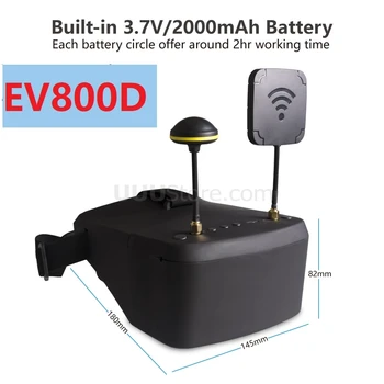EV800D 5,8 G 40CH 5-Дюймовая Видеогарнитура 800 * 480 HD DVR FPV Очки С батареей Для Радиоуправляемой модели RC FPV Дрона