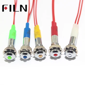 FILN FL1M-6SW-1 6 мм красный желтый синий зеленый белый 12 В 220 В 24 В светодиодный металлический индикатор сигнальная контрольная лампа с кабелем 20 см