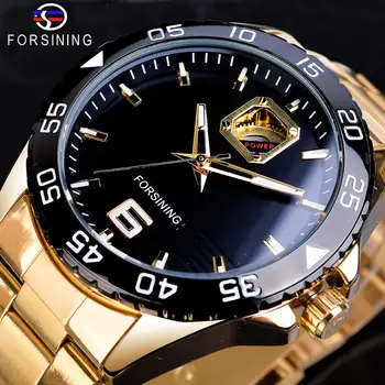Forsining, лучший бренд Класса Люкс, мужские часы, механические, золотые, из нержавеющей Стали, Водонепроницаемые, со светящейся Стрелкой, Деловые, автоматические Мужские Часы
