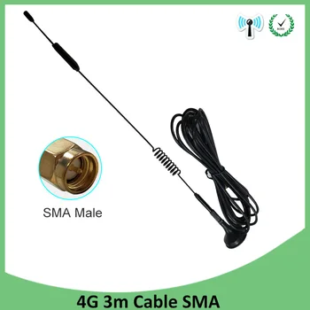 Grandwisdom 3G 4G LTE Антенна 7dbi SMA Штекерная Антенна 698-960/1700-2700 МГц IOT магнитное основание 3 м Прозрачная Присоска Antena