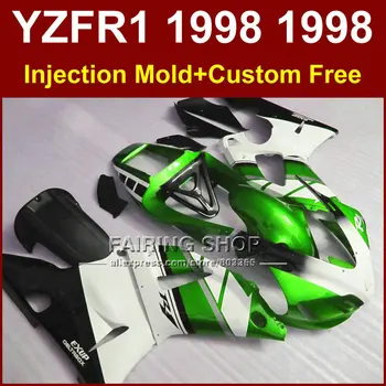 JFTG высококачественный зелено-белый комплект обтекателей для YAMAHA YZF R1 YZF1000 98 99 R1 мотоциклетные обтекатели YZF R1 1998 1999 LR4R
