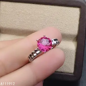 KJJEAXCMY изысканные ювелирные изделия натуральный розовый топаз из стерлингового серебра 925 пробы женское кольцо поддержка теста популярное