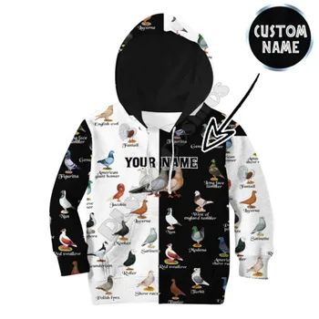 Love Pigeons Настройте имя, Толстовки с 3D принтом, костюм, футболка, пуловер на молнии, Детский костюм, Толстовка, спортивный костюм/брюки 01