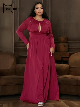 Missord Плюс Размер, трапециевидное платье в пол, бордовое платье для выпускного вечера, с вырезами,