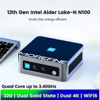 Morefine M9 M8 Карманный мини-ПК 12-го поколения Intel Alder Lake i7 1260P N100 N95 DDR4 NVME Двойной HDMI2.0 2,5G LAN Геймерский Компьютер WiFi6