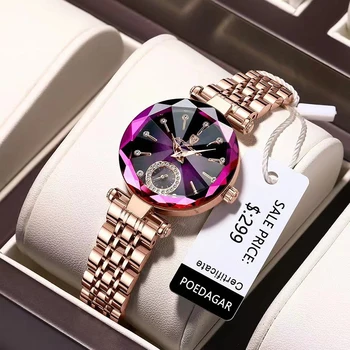 POEDAGAR, роскошные женские часы, лучший бренд, Водонепроницаемые кварцевые женские наручные часы Relogio Feminino, подарок для девочки + коробка