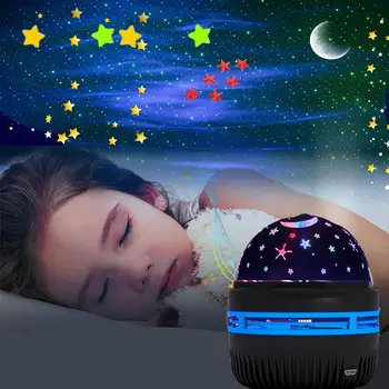 Rgb Ночник Перезаряжаемый USB светодиодный проектор Звездного Неба Для дома, Детская лампа, Декор для спальни, Звуковое освещение для вечеринок