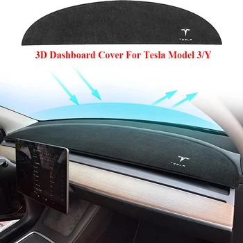 TaxMat Tesla Model 3/Y Противоскользящий Солнцезащитный Козырек Для Приборной панели, Защитная Накладка Из Нубука, Автомобильные Аксессуары Для Интерьера