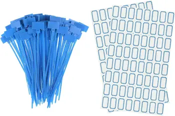 Tcenofoxy, 100 шт., нейлоновые кабельные стяжки, бирки, маркер для этикеток, самоблокирующийся для организации маркировки, синий