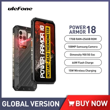 Ulefone Power Armor 18 Глобальная версия 5G Прочный телефон Android 12-17 ГБ оперативной памяти 256 ГБ ПЗУ Мобильный телефон 108 МП 66 Вт 9600 мАч Сотовый телефон
