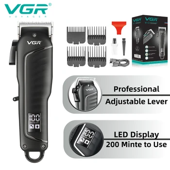 VGR Машинки для стрижки волос, Мужская Профессиональная Машинка для стрижки волос, Электрическая Машинка для стрижки волос, Регулируемая Перезаряжаемая машинка для стрижки волос для парикмахера V-683