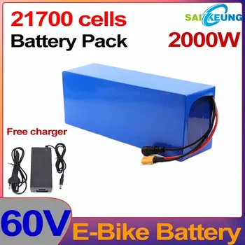 Аккумулятор 60v ebike battery 60V15/20/25/30/35/40 45ah для электрического велосипеда 3000W60V50ah 21700 элементов 60V Li-tio Аккумуляторная батарея