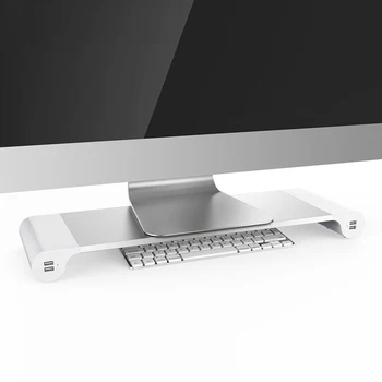 Алюминиевый Настольный монитор, подставка для ноутбука, пробел, Нескользящая стойка для стола с 4-портовым USB-зарядным устройством для iMac, MacBook Pro, Air