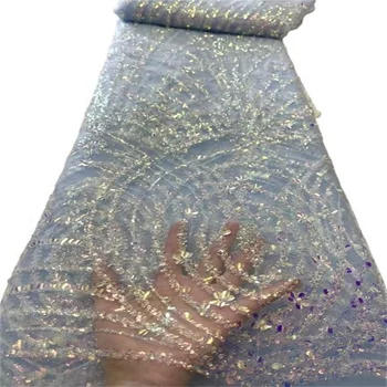 Африканская Кружевная ткань с бисером, Свадебная 3D Вышивка Пайетками, Жених, Нигерийская Высококачественная Французская Тюлевая Кружевная ткань для платья, 5 Ярдов