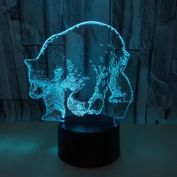 Белый Медведь 3D лампа Красочная светодиодная Иллюзия Ночник Сенсорный пульт дистанционного управления 3d Настольный светильник на День рождения Рождественские подарки для детей