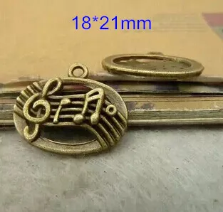 Бесплатная доставка-90 шт., подвеска-шарм из античной бронзы с нотной записью, 18*21 мм, ювелирные изделия