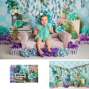 Весенние Пасхальные фоны для фотосъемки Весенние цветы Кроличьи яйца Фон для фотосъемки портрета новорожденного ребенка для фотостудии