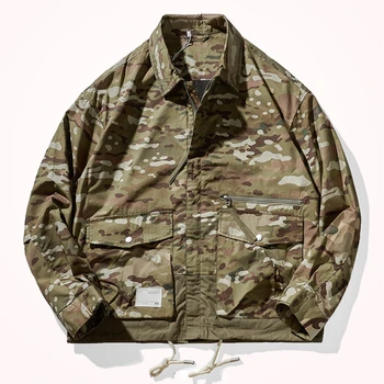 Военная немецкая камуфляжная оснастка куртка пальто мужская мода рукава реглан контрастное пальто с лацканами в стиле пэчворк