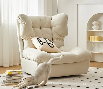 Вращающийся диван-кресло Nordic technology cloth small unit кремового цвета для одного человека