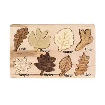 Деревянные Игрушки-головоломки Forest Leaf Jigsaw Puzzle Деревянная Доска Learning Leaf Puzzle Раннее Детство Развивающая Познавательная Игрушка В Подарок