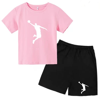 Детский летний комплект футболок Для мальчиков и Девочек с коротким рукавом, Баскетбольная звезда, Спортивная Повседневная Одежда для малышей от 3 до 12 лет, Одежда для ролевых игр