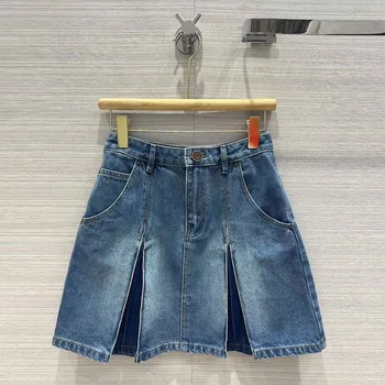 Джинсовая юбка-полукомбинезон, модная, темпераментная, тонкая, для отдыха, универсальная, 2023, осенняя женская новинка, горячая