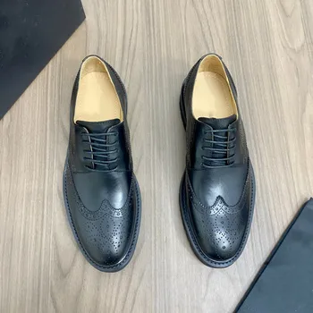 Дизайнерская модная однотонная повседневная свадебная обувь для деловых встреч, мужская деловая высококачественная обувь из натуральной кожи для отдыха
