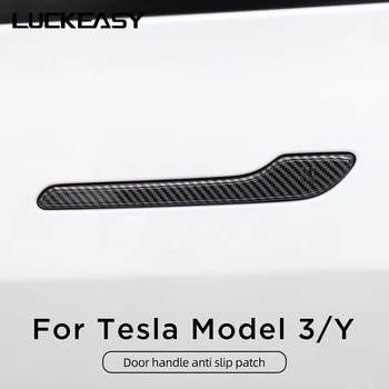 Для Tesla Модель 3, текстурированный ABS из углеродного волокна, премиум прочные аксессуары, модель Y, защитная наклейка на дверную ручку автомобиля
