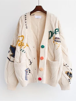 Женский свитер Зима 2023, Свитер с ручной вышивкой 