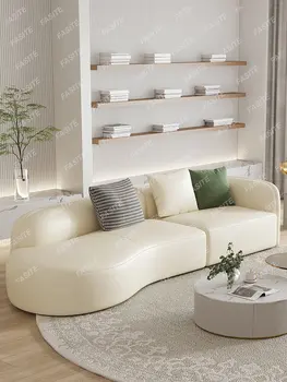 Итальянский легкий роскошный кожаный диван простая современная гостиная небольшая семья дугообразный кожаный диван с тихим напором ветра