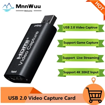 Карта видеозахвата 4K USB 2.0 HDMI Коробка для видеозахвата для игры PS4 DVD Видеокамера Запись камеры на видеокарту Прямая трансляция