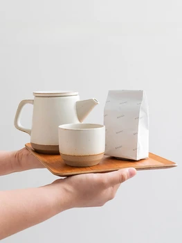 Керамическая марка Кофейная чашка Чайная чашка заварочный чайник Промойте дно чашки железной ручкой Толстая керамическая посуда 300 мл