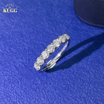 Кольца из белого или розового золота KUGG 18 К, Роскошные Настоящие натуральные бриллианты 1,0 карат, Блестящий Минималистичный дизайн, Свадебные украшения для женщин