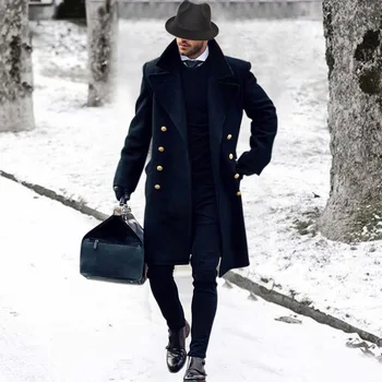 Красивое осенне-зимнее популярное мужское пальто средней и длинной длины для внешней торговли в Европе и Америке для отдыха, приталенное и универсальное ветровое