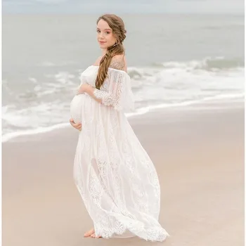 Красивые кружевные платья для беременных для фотосессии Сексуальное Длинное платье для беременных