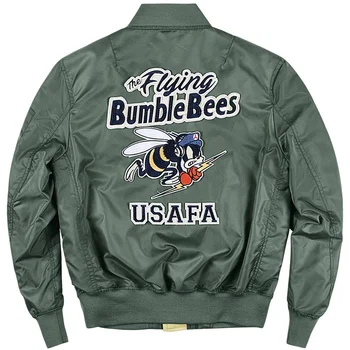 Куртка-бомбер мужская верхняя одежда MA1, американская высококачественная бейсбольная форма с вышивкой пчелы, Мужская