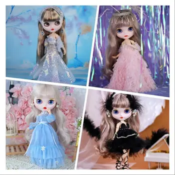 Ледяное Великолепное вечернее платье, одежда принцессы для кукол Blyth, Одежда для кукол Bjd, Аксессуары, Игрушки